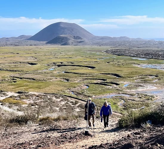 Hiking among wetlands and volcanoes at San Quintin